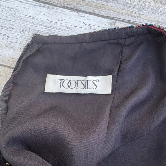 VTG Y2K Red Ombré Beaded Gown Dress Lg Strappy Open Back Fairy Vampy Whimsigoth - Picture 13 of 16